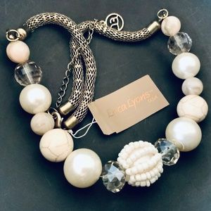 Unique PEARL Statement NECKLACE - BEADED NECKLACE/ STONE/ACRYLIC ⭐️  RETRO VIBE